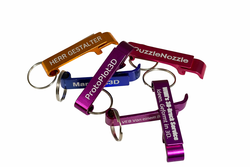 "Mein täglicher Helfer" Personalisiertes Logo Gravur Öffner mit Schlüsselanhänger